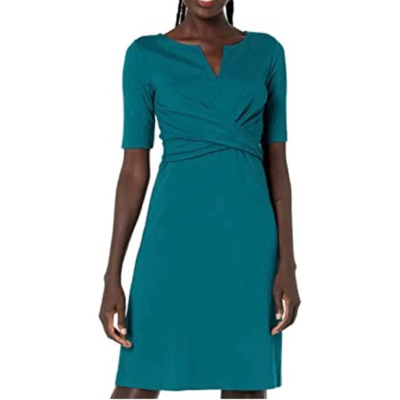 Lark & Ro Dresses & Skirts - Lark & Ro Women's Half Sleeve Twist Front A-Line Ponte Dress 8